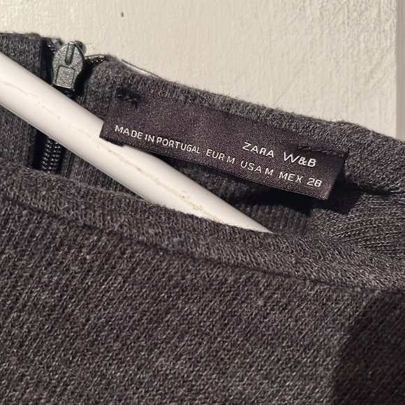 Zara W&B Knit Sweater Mini Dress Dark Gray Long Sleeve Size 28 Small/Medium - Picture 6 of 6